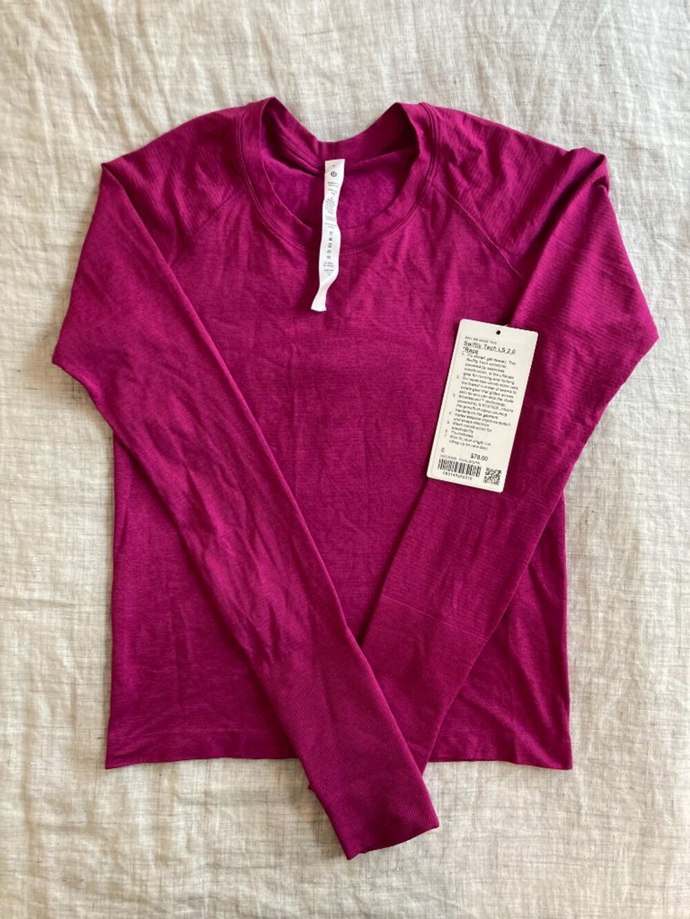 NWT Lululemon Swiftly Tech Long Sleeve 2.0 Race Purple Highlight/ Magenta Purple